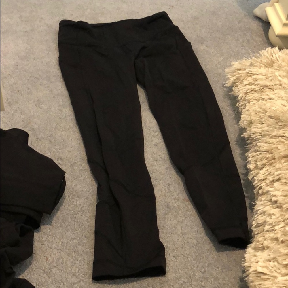 black lululemon crop with mesh